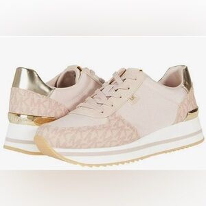 Michael Kors Monique Women Metallic Textile Lace-Up Sneakers Ballet/7,5